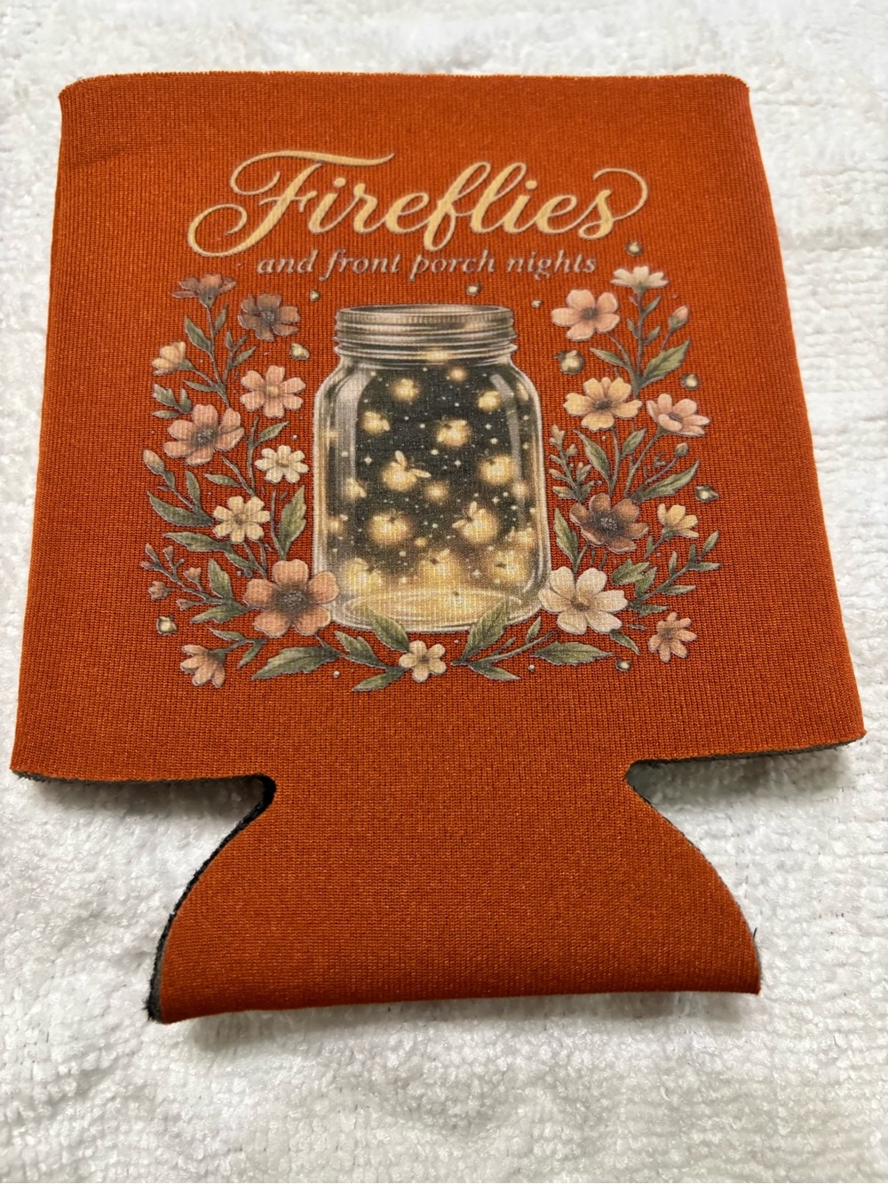 NEW Fireflies Graphic Can Cooler - Rust Orange